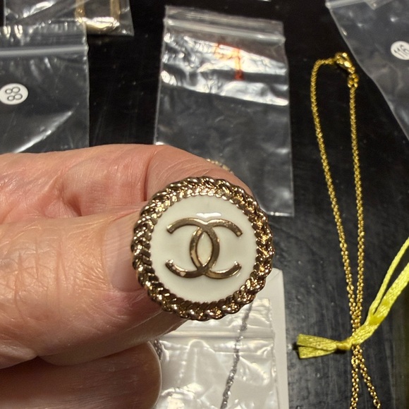 CHANEL Gold & White Button / Charm - Picture 5 of 5